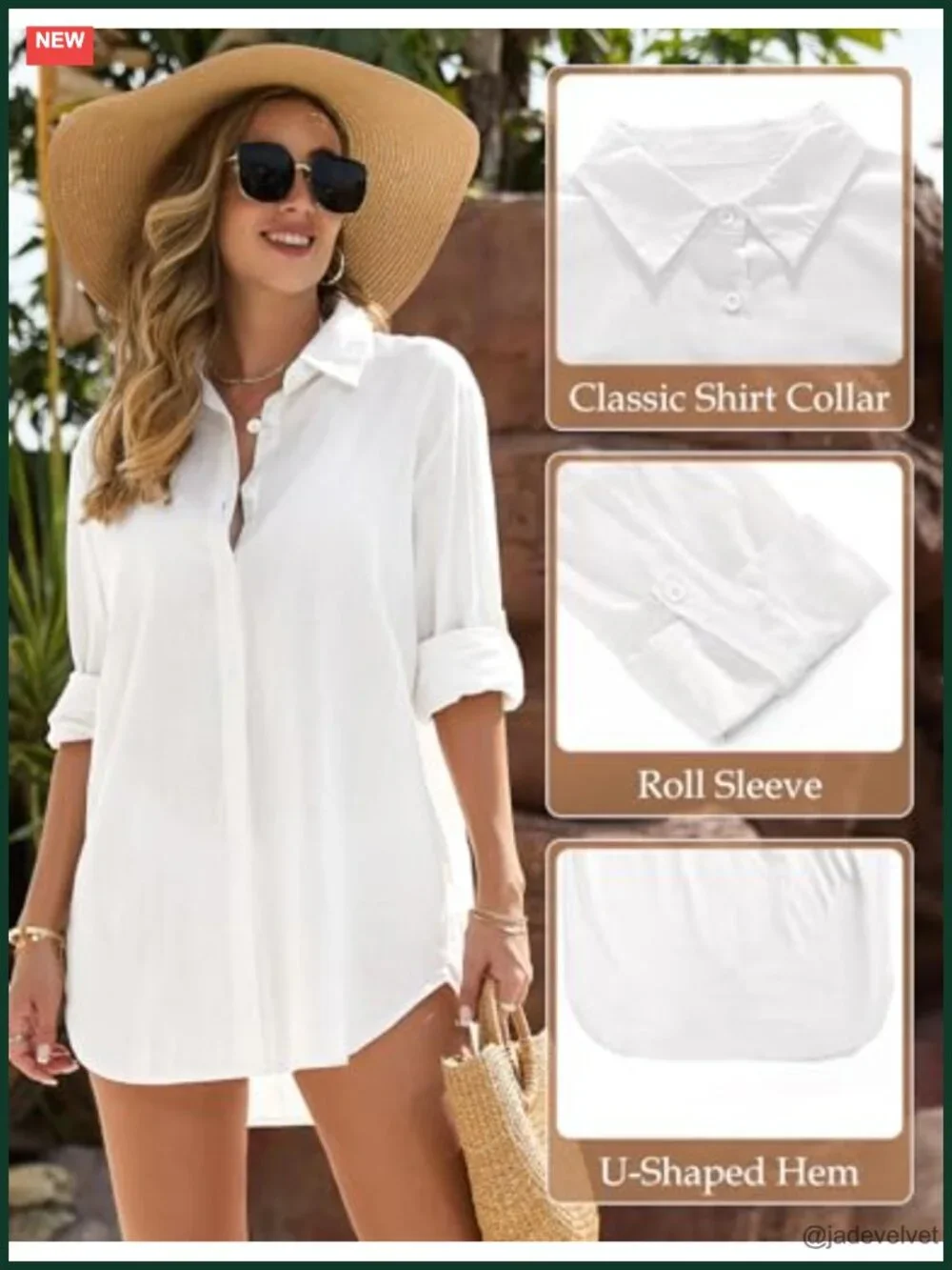 Women's Cotton Linen V-Neck Button Down Swim Cover Up Beach Dress